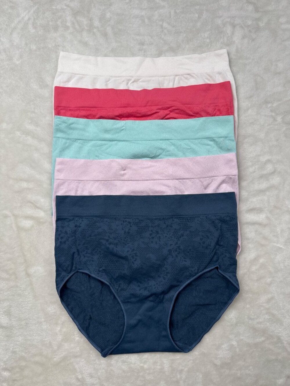 Carole Hochman Womens Seamless High-Waist Briefs 5-Pack Medium Coral/Blue